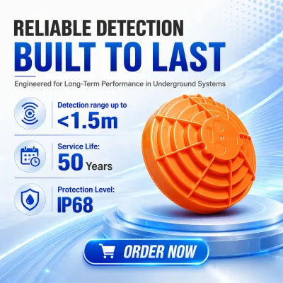FCST-PUEM5 Underground Disk Marker IP68 Passive EMS Marker for Non-Metallic Handhole Lid Telecom Fiber Cable Locator 1.5m