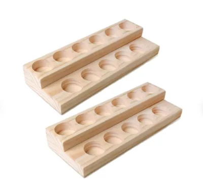 2 Layers of Pine Wood 11 Bottles of Essential Oil Display Stand Storage Rack