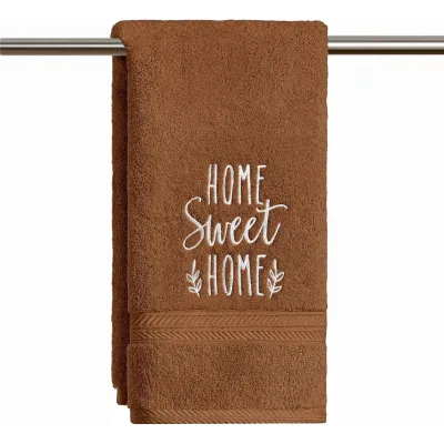 OEKO TEX Certified Terry Cotton Hand Towel, Home Sweet Home Embroidered Farmhouse Decor Towel for Kitchen Bathroom Gift