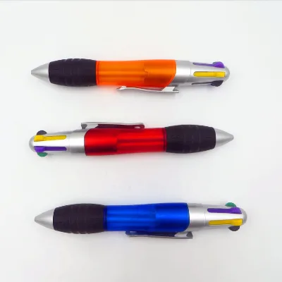 New Arrival Multicolour Push Type Ballpoint Writing Pen Transparent Plastic Body with Six Internal Ink Colours for Giveaway