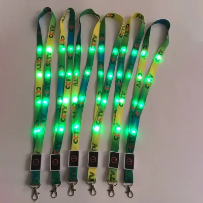 Promotional Gift Custom Logo Lighted Neck LED ID Lanyard Long LED Light up Lanyards Products for Events