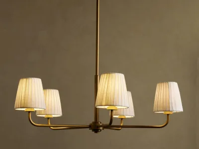 Modern brass fabric shade chandelier suitable for restaurant and wedding decor transitional linear chandelier.