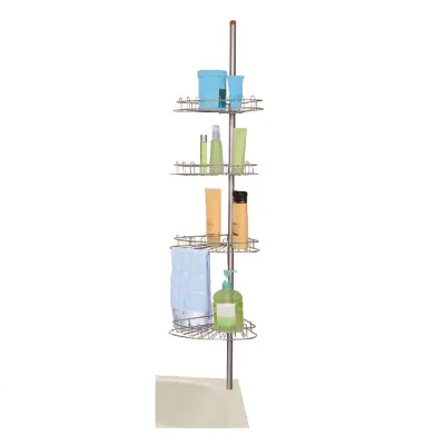 4 Tiers Triangle Shape Chrome Shower Storage Rack for Bathroom