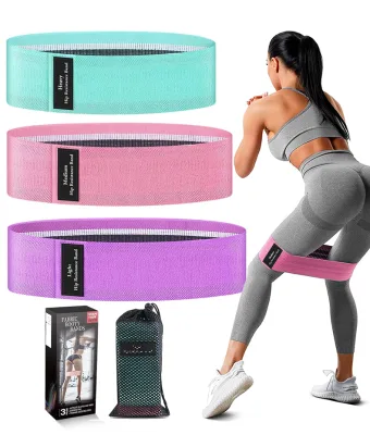 Gritin Skin-friendly Pack of 5 Xx Heavy Exercise Fabric Resistance Bands Set for Working Out Exercise