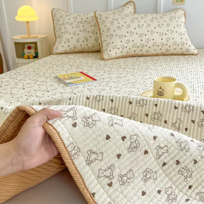 Export South Korea Pure Cotton Printed Double-sided Twill Floral Bedspread Single Bed Cover Student Dorms Available Multiple