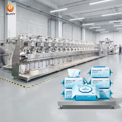Non-stop Splicing 20 Lanes Wet Tissue Machine Twin Rolls Independent Tension Control Disposable Wipes Equipment