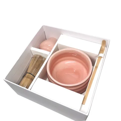 Customized Baby pink Matcha Gift Box Matcha Bowl Set Japanese Ceremonial Matcha Tools Set