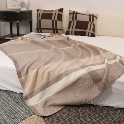 New 100% Wool and Cashmere Blanket - Jacquard Twill Camping Blanket for Home Use Customization