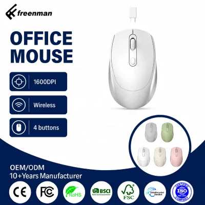 Ultra-thin Slim Ergonomic Mouse 2.4GHz Office Silent 1600 DPI Optical Computer Wireless Mouse with USB Receiver