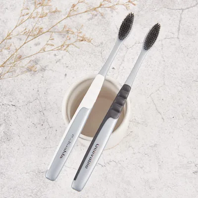 Factory price Good Double Packing Black Charcoal Carbon Bristle Soft Toothbrush