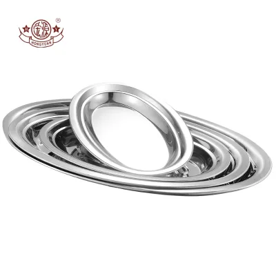 Restaurant Multi-size Stainless Steel 201 Plates Oval Serving Dish