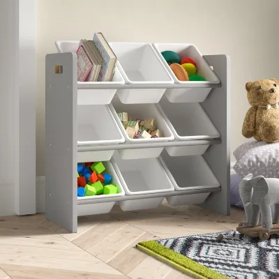 Hot Sale Manufactured Wood Kids Toy Storage Organizer with 3 Tiers Toy Storage Rack Removable Bins Accept OEM
