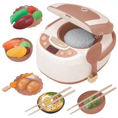 Kitchen Pretend Play Simulation Steam Spray Electronic Rice Cooker, Plastic Battery Operation Children Home Appliances Toys