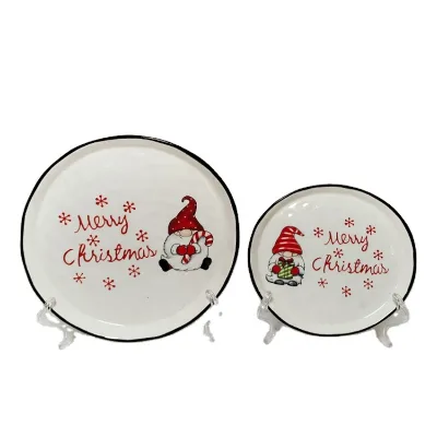 Factory Direct Sales Christmas Plate Customized Christmas Ceramic Plates with Nice Quality Christmas Dinnerware Set