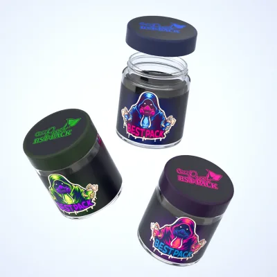 Premium Customizable 1oz 2oz 3oz 4oz 5oz Child Resistant Matte Glass Jar Black for Skincare&medical Products Glass Jar