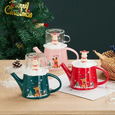 Christmas Gift Plate Coffee Mug Cup and Saucer Set Tea Ceramic Christmas Mug Luxury Set
