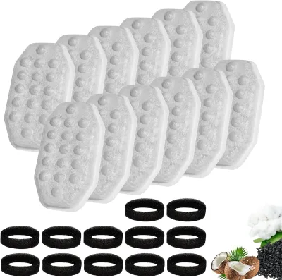 Cat Water Fountain Filter Compatible with Rellaty 3.2L/108oz Cat Water Fountain 12 Pet Fountain Filters with 12 Sponge Filters