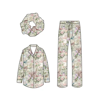FOCUS Kids Easter Pajamas Children Sleepwear Girls Custom New Design Silk Fabric Long-Sleeved Pants Pajamas Suits