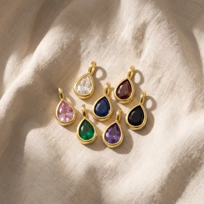 Multicolor Teardrop CZ Pendant Cubic Zirconia Gold Plated Faceted Pear Water Drop Shape Charms for Jewelry Valentine Gift Making