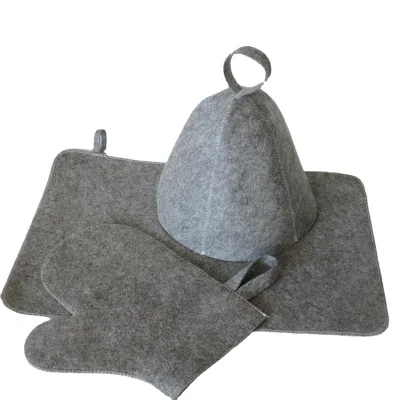 CF Felt Sauna Five-Piece Set Absorbent Heat Insulation Dry Hair Wholesale Gloves Mat Bath Hat Cap Slippers Sweat Absorption