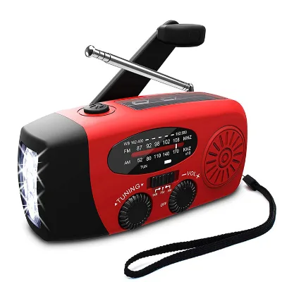 CJ2000mAh Portable Rechargeable Emergency Solar Hand Crank Radio with Built-in Speaker LED Torch NOAA Phone Charger FM Screen