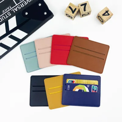 BSBH Wholesale Custom Logo Printing Slim Womens Credit Card Holders Solid Color Luxury PU Leather Card Holder