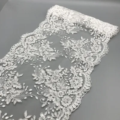 Wholesale Hot Selling Luxury Ivory Sequins Embroidery Pearls Beaded Cording Lace Border Trims Lace Trims Ready Goods