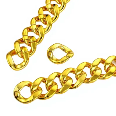 Wholesale Hip Hop Plastic Costume Rapper Chain Accessories for Make Gold Necklace for Men Women 80s 90s DIY Jewelry Punk Style