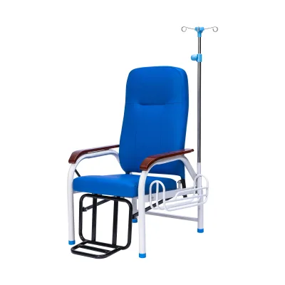 Factory Wholesale Stainless Steel Infusion Chair for Hospital Patients Foldable Medical Recliner with IV Pole