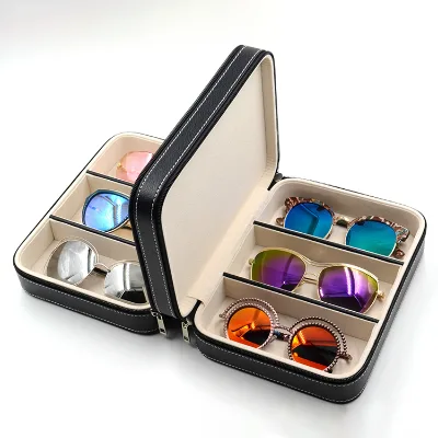 Wholesale Custom 6 Slot Jewelry Glasses Storage Bag with Handle High Quality Portable Travel Zipper Sunglasses Display Box