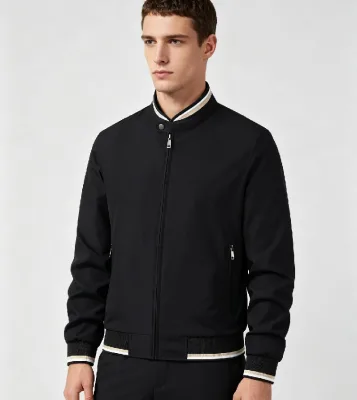 European American-Sized Men's Spring/Autumn Bomber Jacket Zipper Baseball Collar Waterproof Slim Casual Outerwear