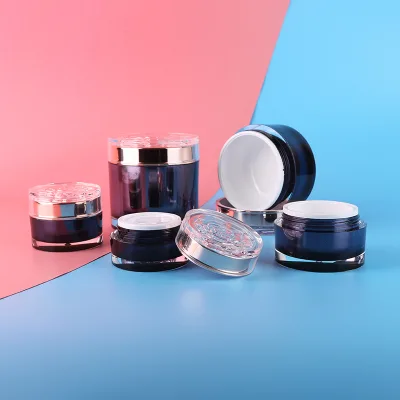High Quality Round Sharp Flower Cap Double Wall Plastic Container Acrylic Cream Cosmetic Jars Container for Skin Care