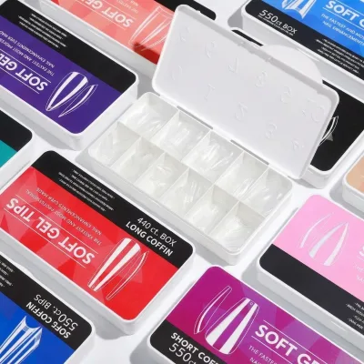 Full Cover DIY False Nails Tips Box Ultra Thin Long Coffin Medium Almond Stiletto Soft Gel Nail Extension Tips