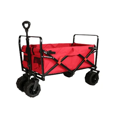 2024 New Arrival All-Terrain Folding Beach Wagon Balloon Wheels 2-in-1 Outdoor Camping Cart for Storage