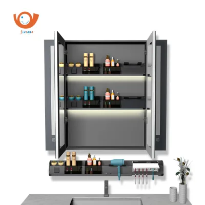 Luxury Modern Aluminum Wall Mounted Toilet Rack & Shower Shelves with Double Layer Storage for Home Bathroom