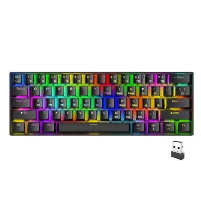 Tri-mode Wired 2.4G Bluetooth RGB 61 Keys Gaming Keyboard Wireless Mechanical Keyboard Blue Switch 60 Percent Teclado Gamer