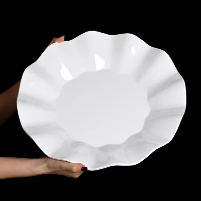 10.5 Inch Sustainable Melamine Plate for Restaurant Use Pattern Lace Dish Petal Cover Rice Hot Pot Side Dish Commercial Charger