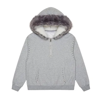 Men's 100% Cotton Fleece Hoodies Quick Dry Full Zip Thermal Casual Wear with Embroidered Custom Logo Hoodie for Winter