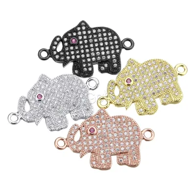 Wholesale Brass Gold Accessories Plated Connectors Charms Elephant Shape Finding for Bracelets Making