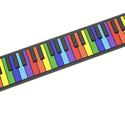 Digital 49 Key Keyboard Colorful Buttons Synthesizer Rainbow Hand Roll Keyboard Piano Digital Midi Keyboard Piano Studio