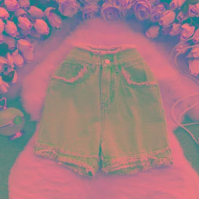 Customized Women's Denim Shorts Women's Ruffled High Waisted Wide Leg Lady Jeans Short