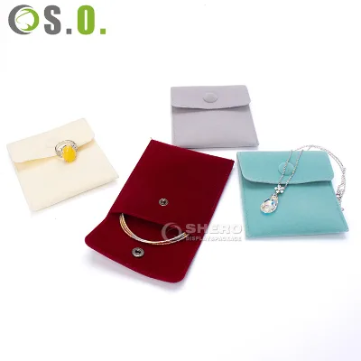 High-End Velvet Buckle Jewelry Storage Bag for Necklace Ring Earrings Bracelet-Rounded Design Stamped Handling Watch Gift Use