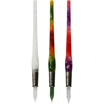MAJOHN European Style Replaceable Glass Fountain Pen F Standard Type Resin Pen Holder Set 0.7mm Writing Student Office Use Made