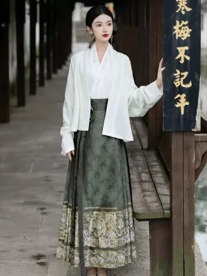 Ecoparty  Improved Chinese Style Hanfu Top With Daily Horse Face Skirt Full Set Women's Autumn Winter New Outfit