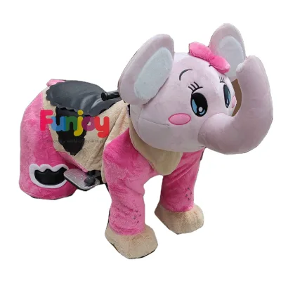 Unisex Electric Animated Car Toy Large Plush Elephant Ride on Scooter for Kids