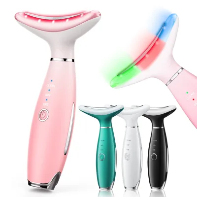 Electric USB Rechargeable Led Light EMS Facial Guasha Toning Face Lifting Device Anti Aging Multi-function Neck Face Massager