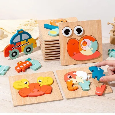 Wooden Puzzle Grasping Board,Classic Educational ToyEarly Learning Cognitive Toy for KidsSafe and Eco-Friendly