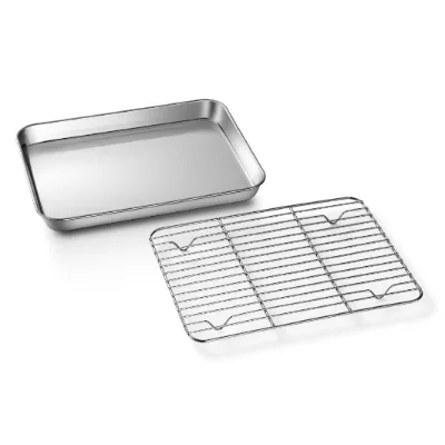 Fire More Baking Tray Cooling Rack Stand 31.5x24.5x2.5cm Stainless Steel Non-Stick Baking Sheet Pan Set BPA Free PTFE Safe Oven