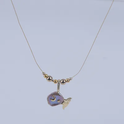 New Personalized Animal Style Freshwater Pearl Cat Pendant Necklace Christian Fish Necklace