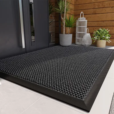 Elastic Non-Slip Doormat Polyester Front Door Foot Mat with Dirt Rub Feature for Home Use